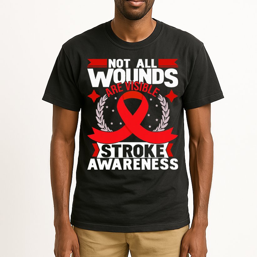 Not All Wounds Are Visible  Stroke Awareness Red Ribbon Tall T-Shirt