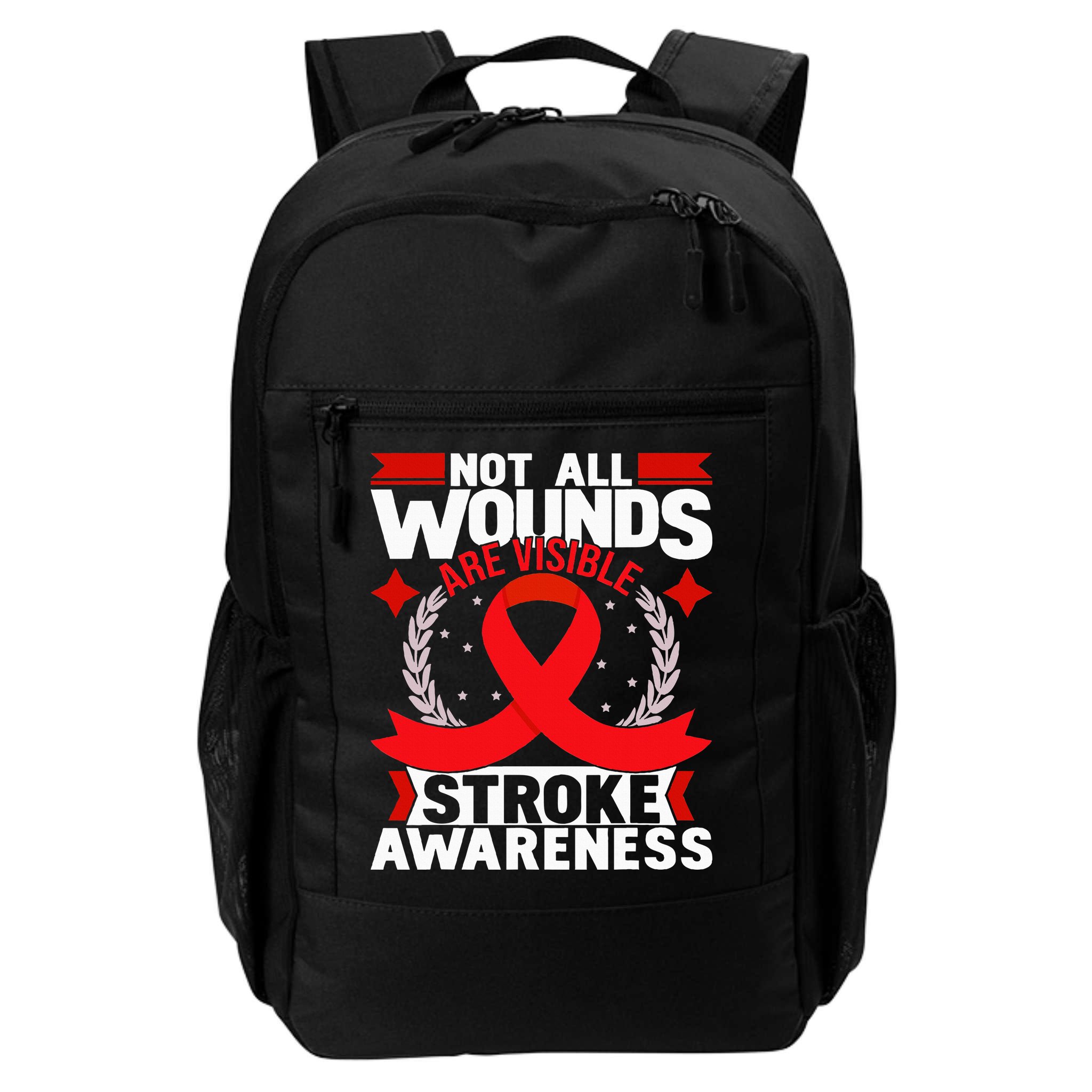 Not All Wounds Are Visible  Stroke Awareness Red Ribbon Backpack