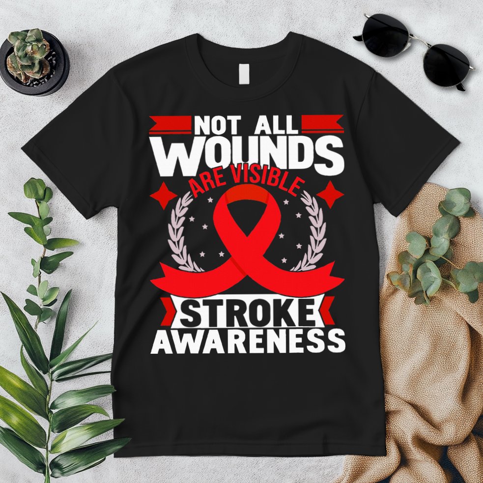 Not All Wounds Are Visible  Stroke Awareness Red Ribbon Premium T-Shirt