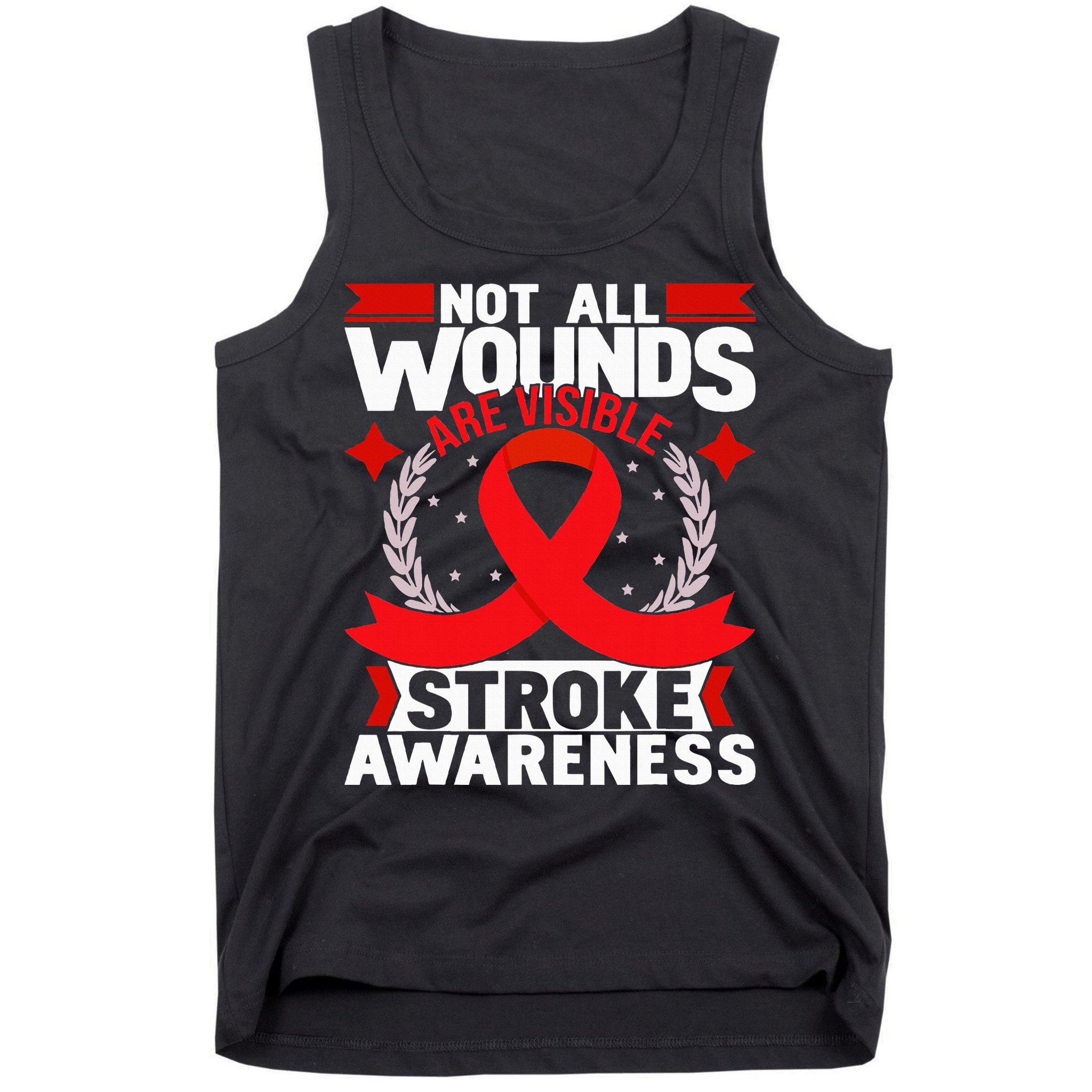 Not All Wounds Are Visible  Stroke Awareness Red Ribbon Tank Top