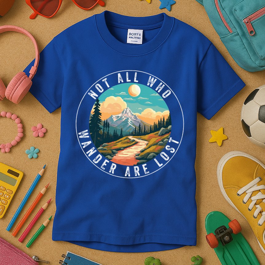 Not All Who Wander Are Lost Hiking Outdoorsy Nature Kids T-Shirt