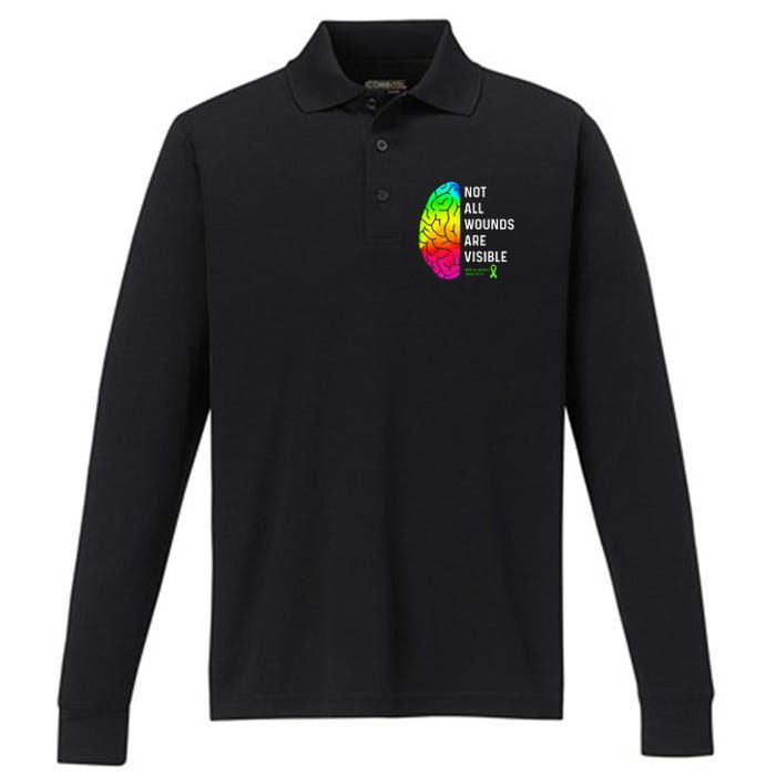 Not All Wounds Are Visible Mental Health Awareness Performance Long Sleeve Polo