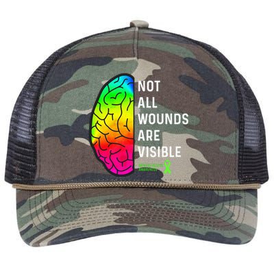 Not All Wounds Are Visible Mental Health Awareness Retro Rope Trucker Hat Cap