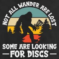 Not All Who Wander Are Lost Disc Golf Bigfoot Frisbee Player 7 Panel Mesh Trucker Snapback Hat