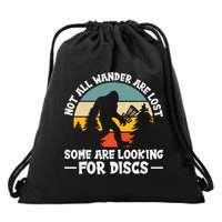 Not All Who Wander Are Lost Disc Golf Bigfoot Frisbee Player Drawstring Bag