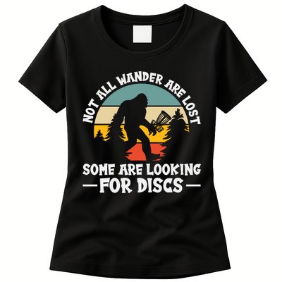 Not All Who Wander Are Lost Disc Golf Bigfoot Frisbee Player Womens T-Shirt