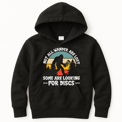 Not All Who Wander Are Lost Disc Golf Bigfoot Frisbee Player Kids Hoodie