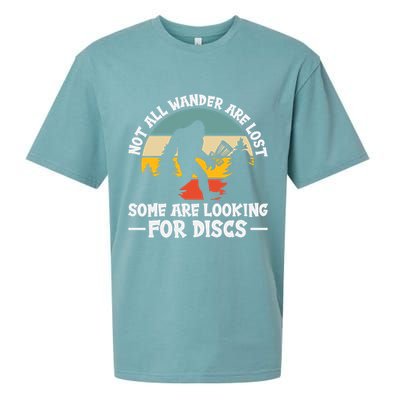 Not All Who Wander Are Lost Disc Golf Bigfoot Frisbee Player Sueded Cloud Jersey T-Shirt
