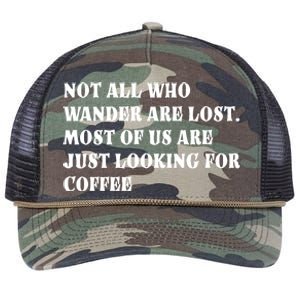 Not All Who Wander Are Lost, Coffee Lovers Design Retro Rope Trucker Hat Cap