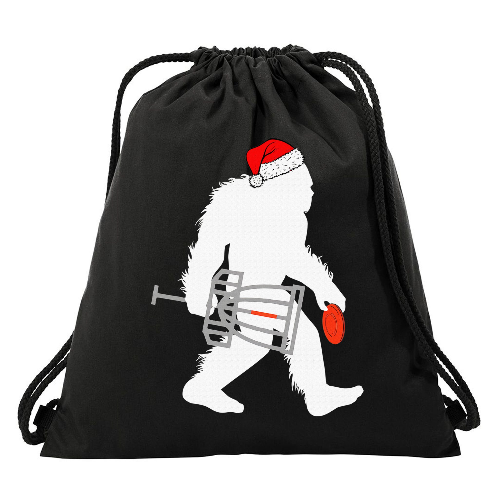 Not All Who Wander Are Lost Disc Golf Bigfoot Christmas Drawstring Bag