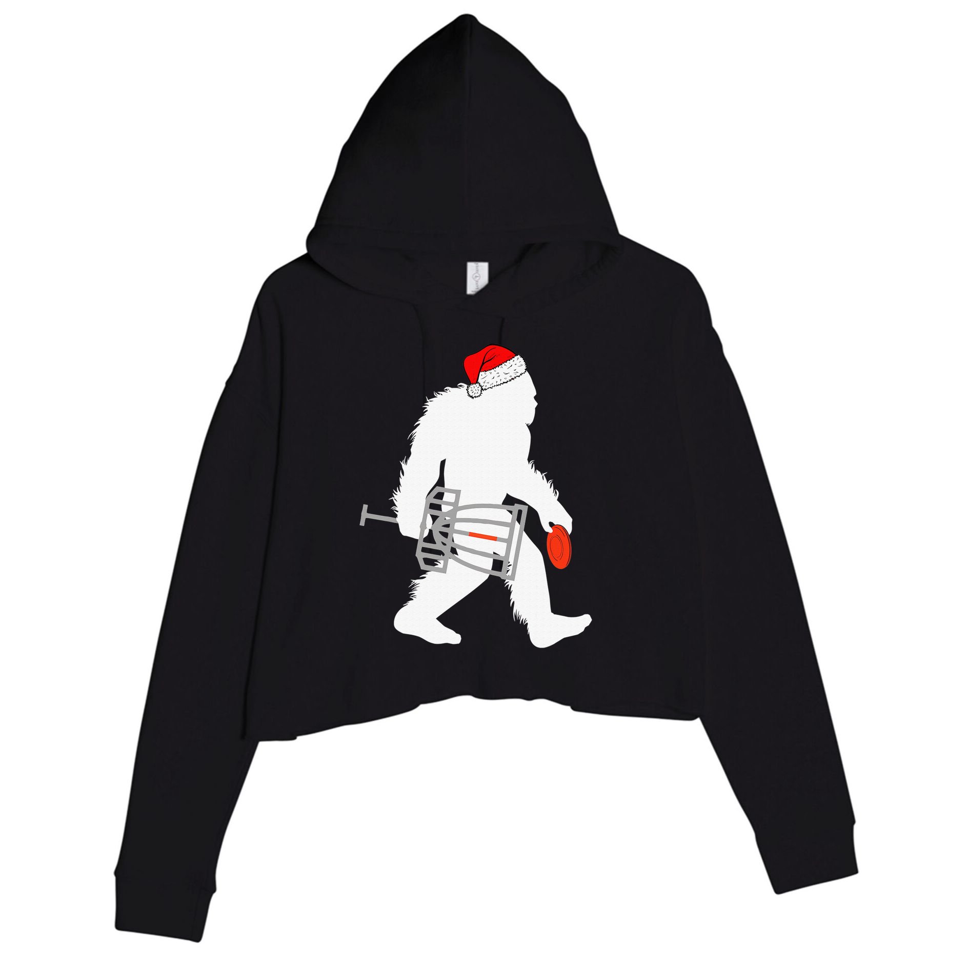 Not All Who Wander Are Lost Disc Golf Bigfoot Christmas Crop Fleece Hoodie