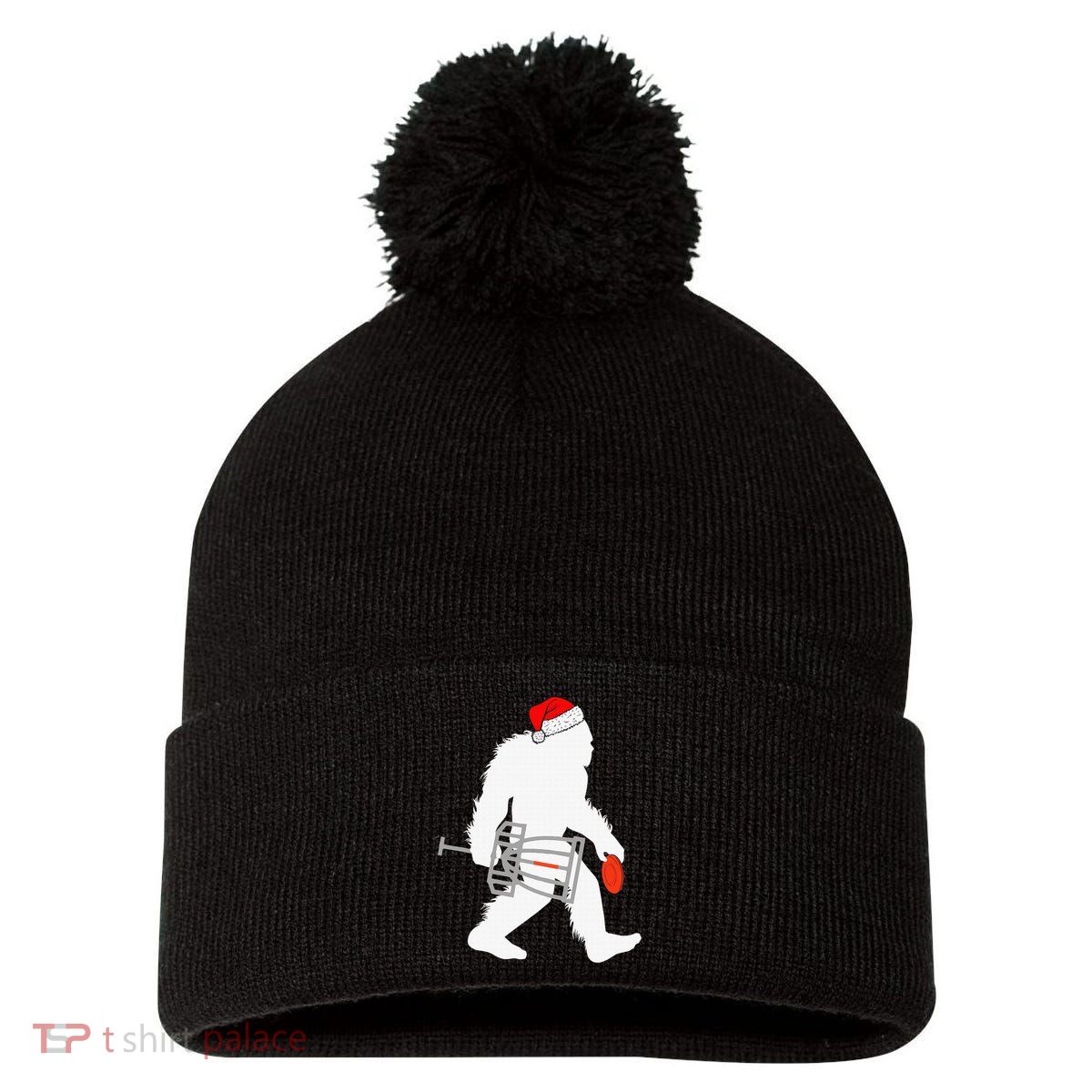 Not All Who Wander Are Lost Disc Golf Bigfoot Christmas Pom Pom 12in Knit Beanie
