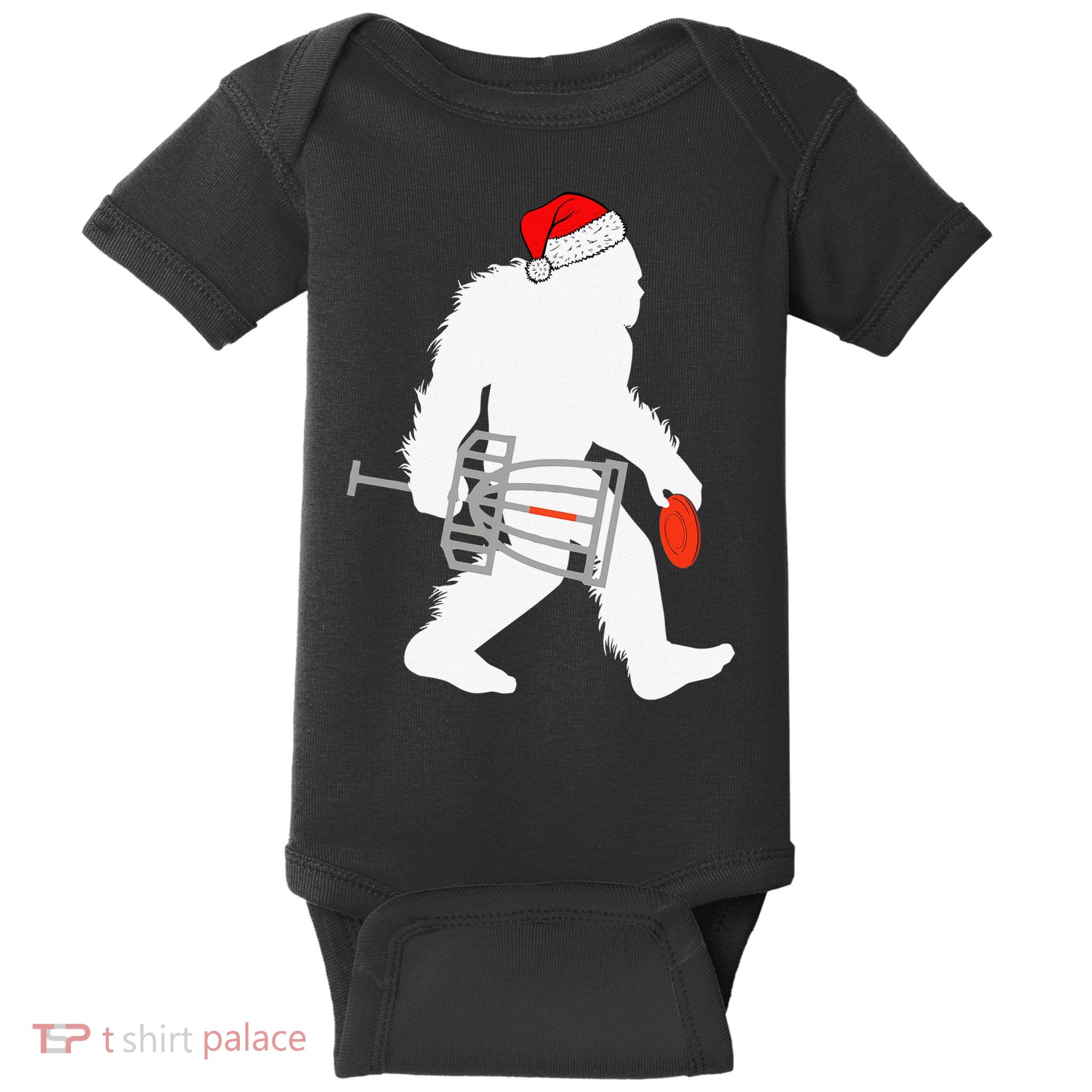 Not All Who Wander Are Lost Disc Golf Bigfoot Christmas Baby Bodysuit