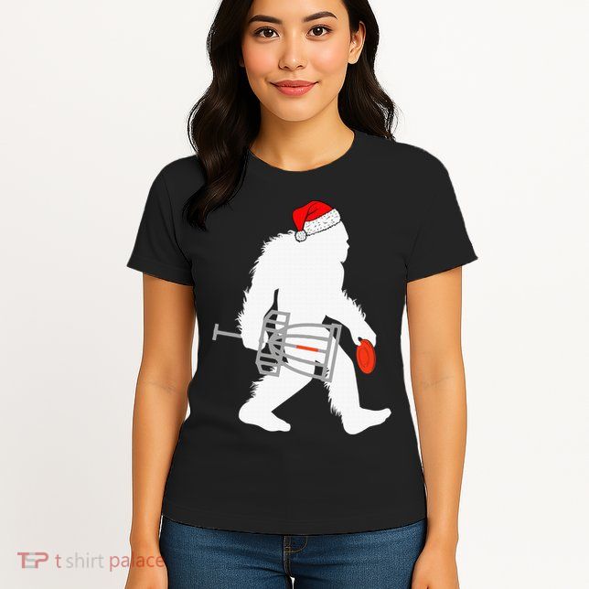 Not All Who Wander Are Lost Disc Golf Bigfoot Christmas Womens T-Shirt