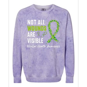 Not All Wounds Are Visible Mental Health Awareness Ribbon Colorblast Crewneck Sweatshirt