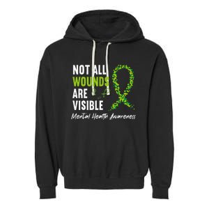 Not All Wounds Are Visible Mental Health Awareness Ribbon Garment-Dyed Fleece Hoodie