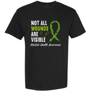 Not All Wounds Are Visible Mental Health Awareness Ribbon Garment-Dyed Heavyweight T-Shirt