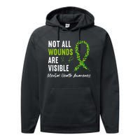 Not All Wounds Are Visible Mental Health Awareness Ribbon Performance Fleece Hoodie