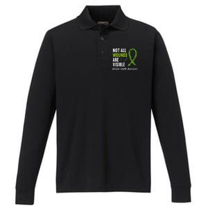 Not All Wounds Are Visible Mental Health Awareness Ribbon Performance Long Sleeve Polo