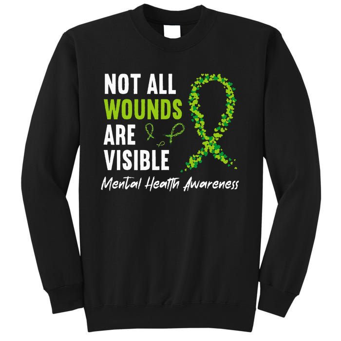 Not All Wounds Are Visible Mental Health Awareness Ribbon Sweatshirt