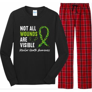 Not All Wounds Are Visible Mental Health Awareness Ribbon Long Sleeve Pajama Set