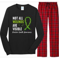 Not All Wounds Are Visible Mental Health Awareness Ribbon Long Sleeve Pajama Set