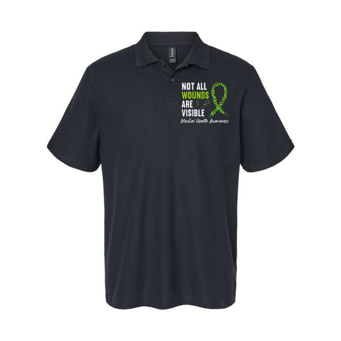 Not All Wounds Are Visible Mental Health Awareness Ribbon Softstyle Adult Sport Polo