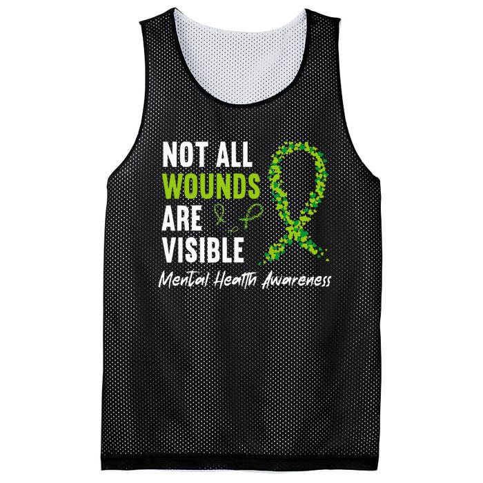 Not All Wounds Are Visible Mental Health Awareness Ribbon Mesh Reversible Basketball Jersey Tank