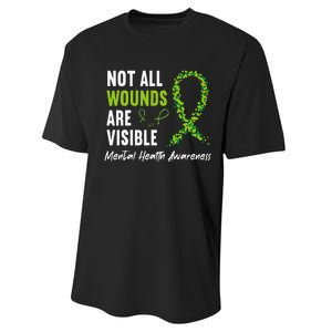 Not All Wounds Are Visible Mental Health Awareness Ribbon Performance Sprint T-Shirt