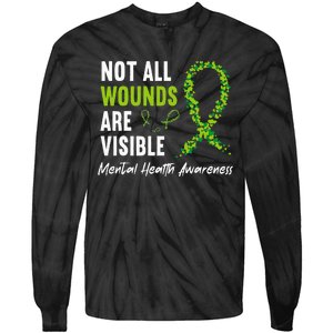 Not All Wounds Are Visible Mental Health Awareness Ribbon Tie-Dye Long Sleeve Shirt