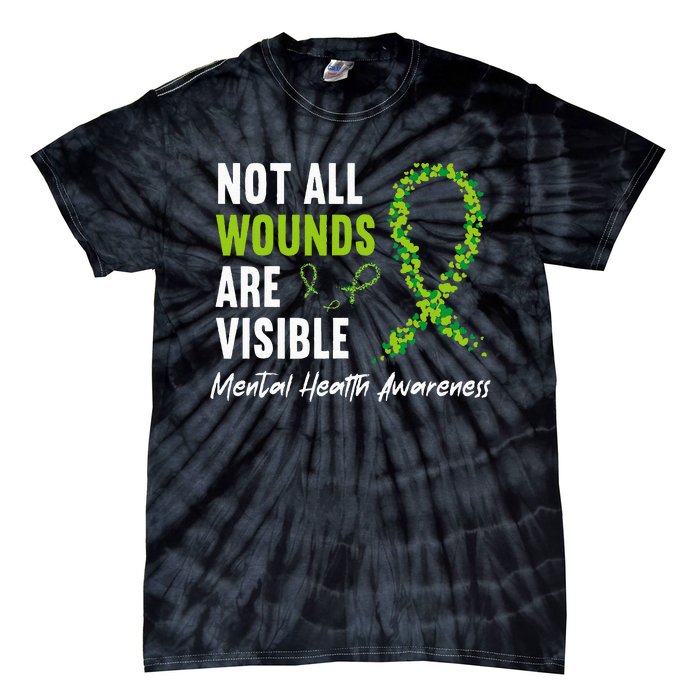 Not All Wounds Are Visible Mental Health Awareness Ribbon Tie-Dye T-Shirt