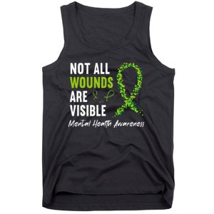 Not All Wounds Are Visible Mental Health Awareness Ribbon Tank Top