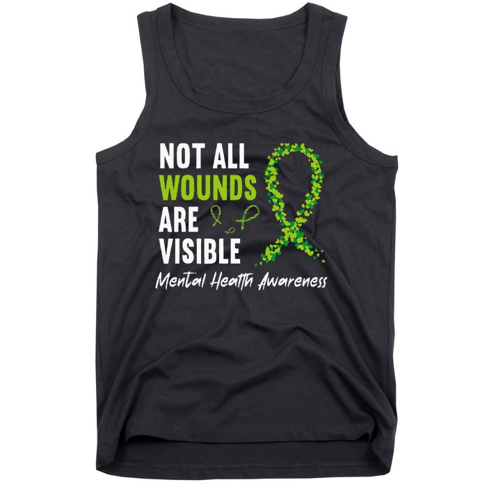 Not All Wounds Are Visible Mental Health Awareness Ribbon Tank Top