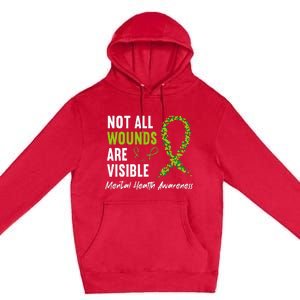 Not All Wounds Are Visible Mental Health Awareness Ribbon Premium Pullover Hoodie