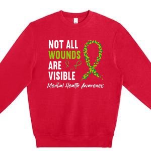 Not All Wounds Are Visible Mental Health Awareness Ribbon Premium Crewneck Sweatshirt