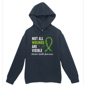 Not All Wounds Are Visible Mental Health Awareness Ribbon Urban Pullover Hoodie