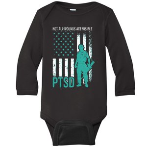 Not All Wounds Are Visible PTSD Awareness Baby Long Sleeve Bodysuit