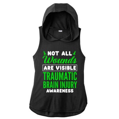 Not All Wounds Are Visible Traumatic Brain Injury Awareness Ladies PosiCharge Tri-Blend Wicking Draft Hoodie Tank