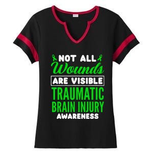 Not All Wounds Are Visible Traumatic Brain Injury Awareness Ladies Halftime Notch Neck Tee