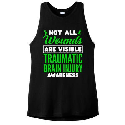 Not All Wounds Are Visible Traumatic Brain Injury Awareness Ladies PosiCharge Tri-Blend Wicking Tank