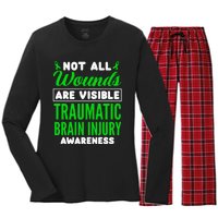 Not All Wounds Are Visible Traumatic Brain Injury Awareness Women's Long Sleeve Flannel Pajama Set 