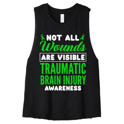 Not All Wounds Are Visible Traumatic Brain Injury Awareness Women's Racerback Cropped Tank