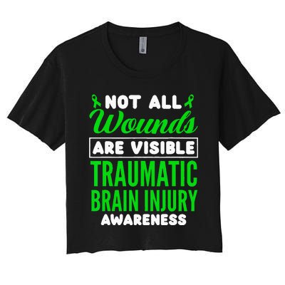 Not All Wounds Are Visible Traumatic Brain Injury Awareness Women's Crop Top Tee