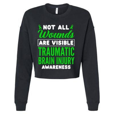 Not All Wounds Are Visible Traumatic Brain Injury Awareness Cropped Pullover Crew