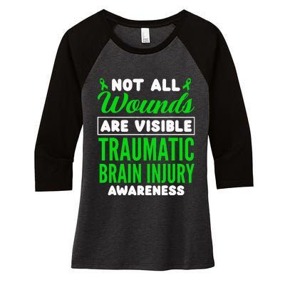 Not All Wounds Are Visible Traumatic Brain Injury Awareness Women's Tri-Blend 3/4-Sleeve Raglan Shirt