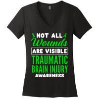 Not All Wounds Are Visible Traumatic Brain Injury Awareness Women's V-Neck T-Shirt