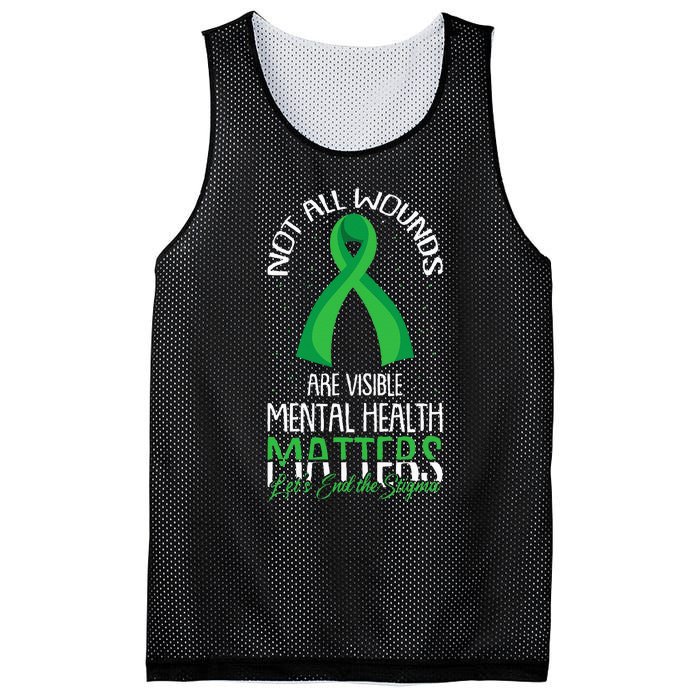 Not All Wounds Are Visible Mental Health Awareness Mesh Reversible Basketball Jersey Tank