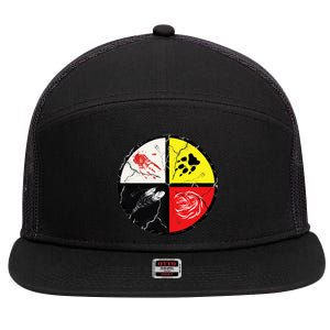 Native American Words Of The Medicine Wheel 1 7 Panel Mesh Trucker Snapback Hat