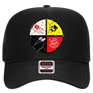 Native American Words Of The Medicine Wheel 1 High Crown Mesh Back Trucker Hat