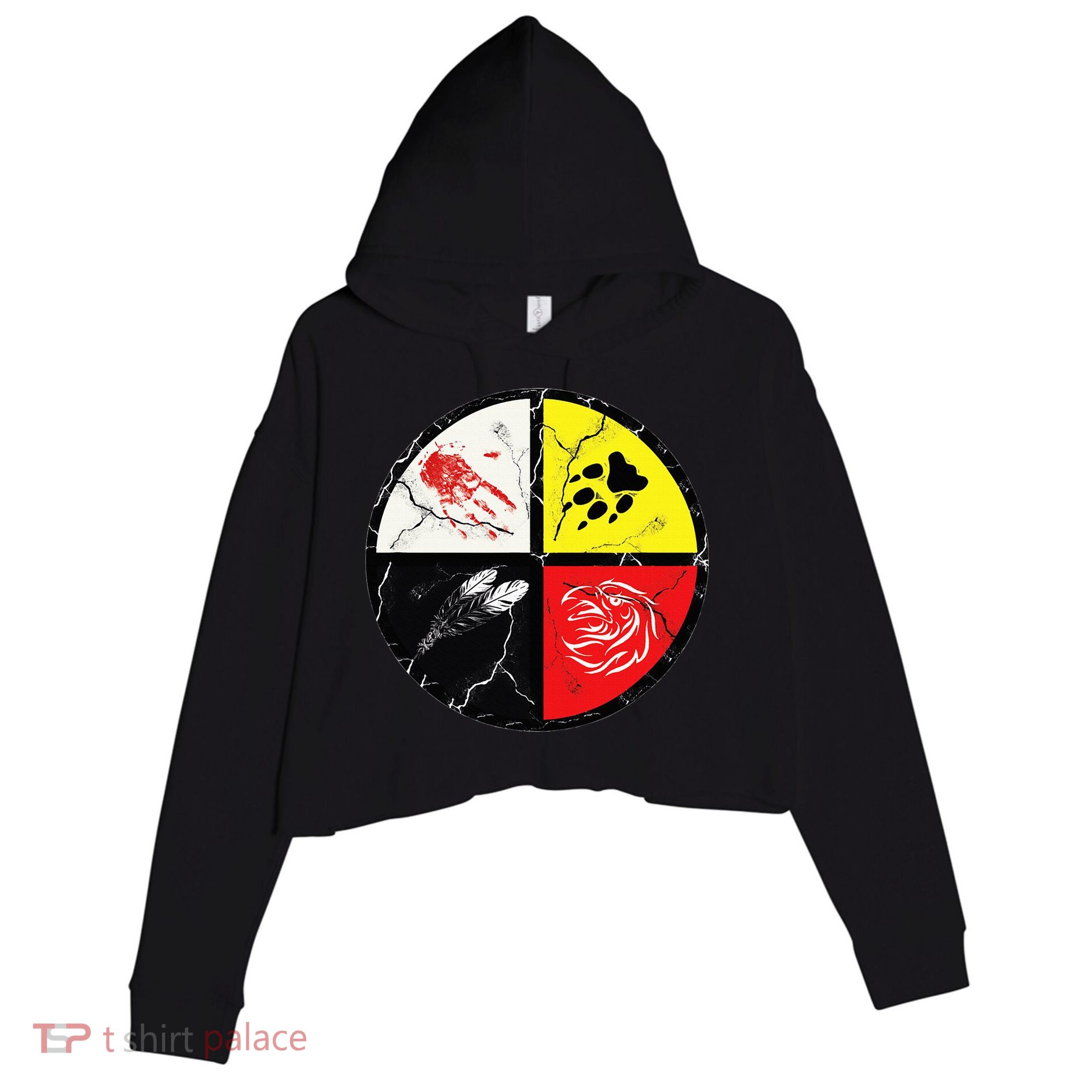 Native American Words Of The Medicine Wheel 1 Crop Fleece Hoodie